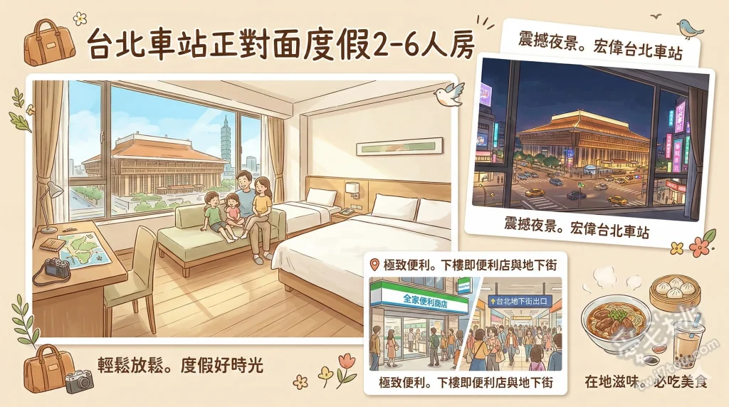 台北車站正對面度假2-6人房