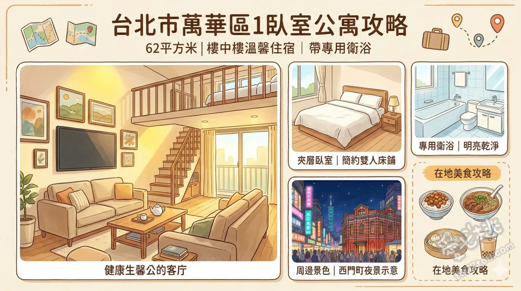 位於萬華區的1臥室公寓-62平方米|帶1間專用衛浴