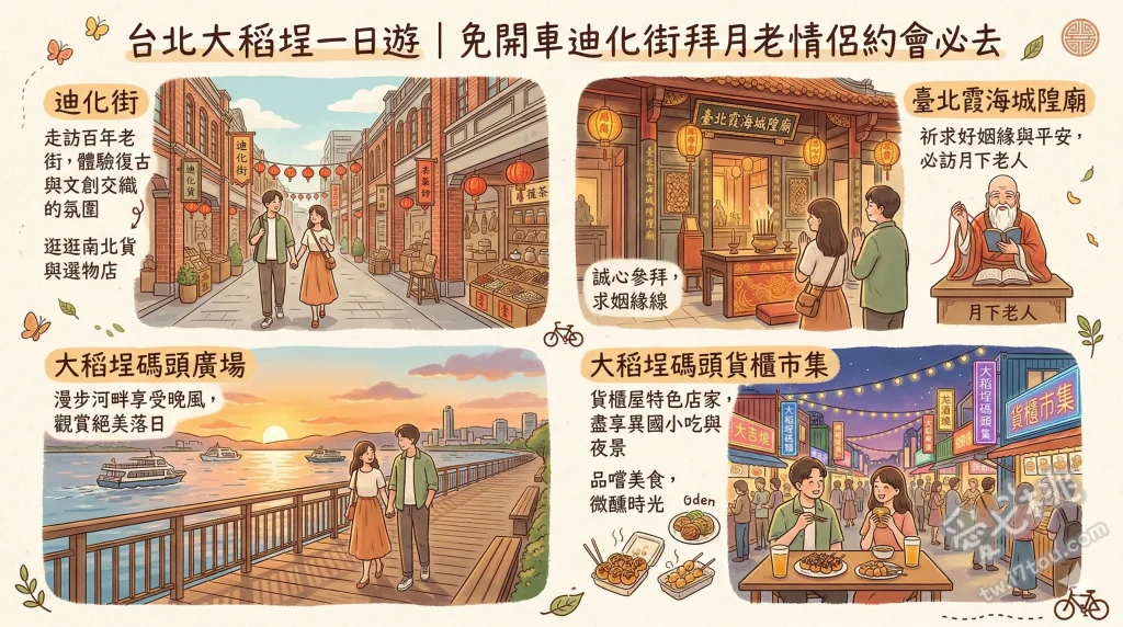 台北大稻埕一日遊｜免開車迪化街拜月老情侶約會必去